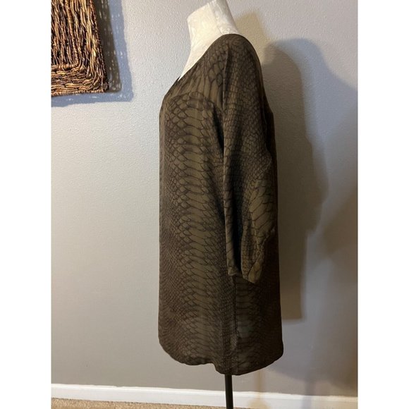 Joie Silk Dress M Medium Olive Green Black Snake Print - Picture 3 of 9